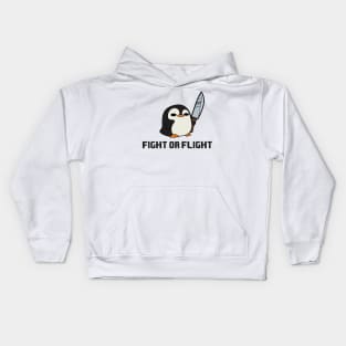 Fight or Flight Funny Penguin Kids Hoodie